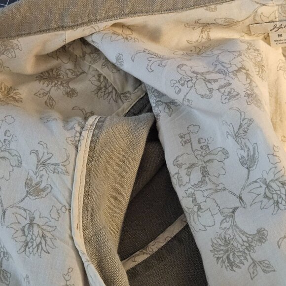 J. Jill Women’s Linen Trench Coat Gray Sage Sz M Quiet Luxury Boho Marketwear - Picture 11 of 15